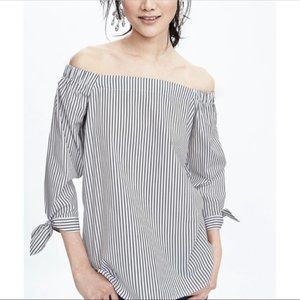 Banana Republic Striped Off Shoulder Blouse (Size M)
